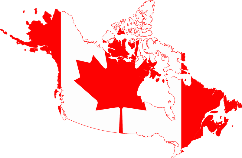 Map of Canada with flag of Canada in it