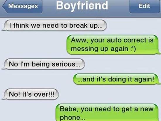 A text message exchange of a break up. The 