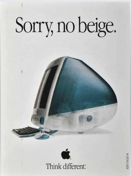 An Apple iMac advertisement from the 1990s using serif font.