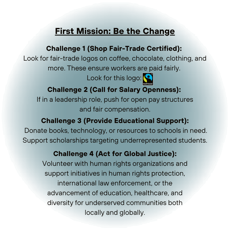 First Mission: Be the Change, with 4 related challenges (audio description below).