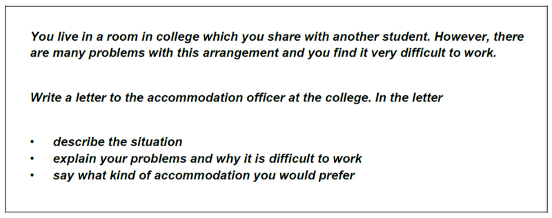 IELTS Writing Task 1 question task: write a letter about roommate problems (audio description available below).