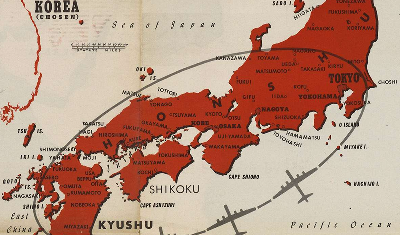 A map of Japan from WWII.