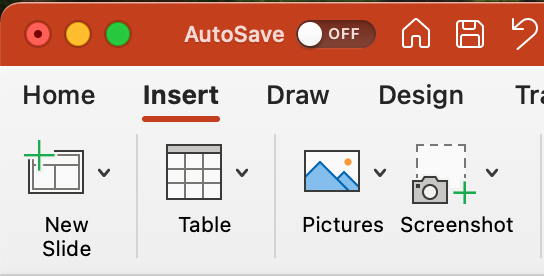 Screenshot of Powerpoint Toolbar, with 