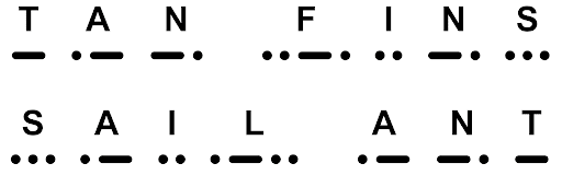 An example of Morse code writing using the words 