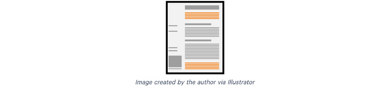An illustration of a textbook page with the introduction and conclusion highlighted in orange.