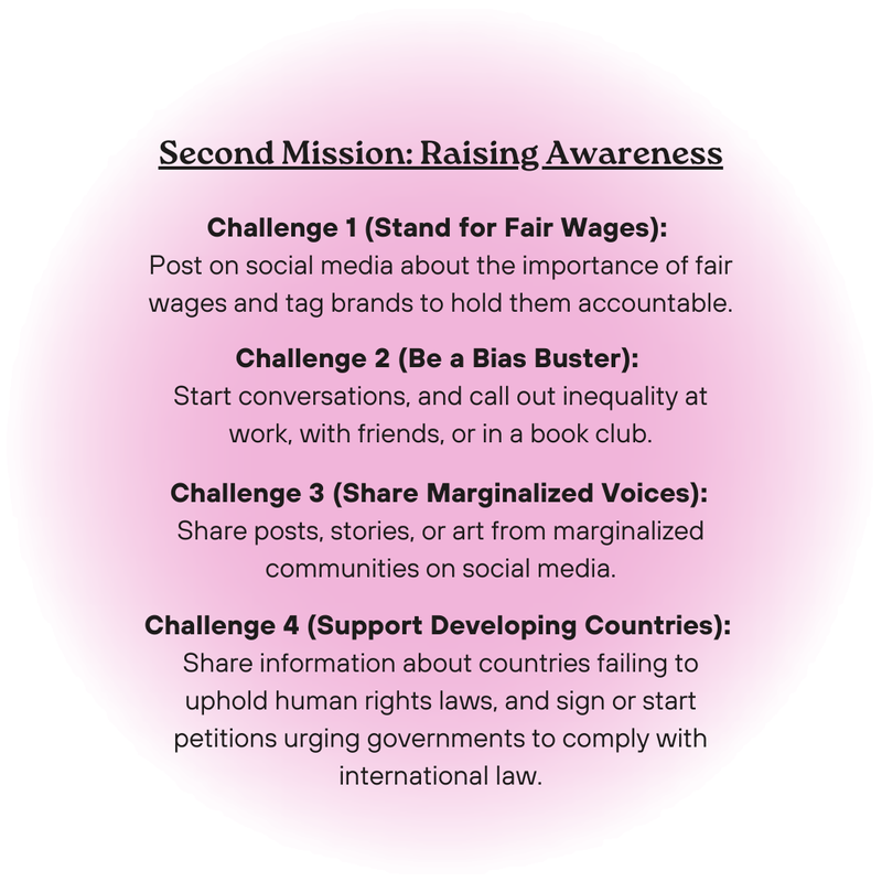 Second Mission: Raising Awareness, with 4 related challenges (audio description below).