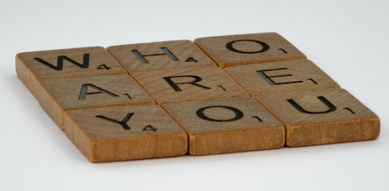 Scrabble tiles spelling 'Who are you?'