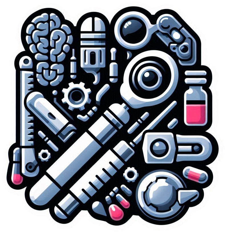 Sticker representing a combination of AI tools in drug discovery