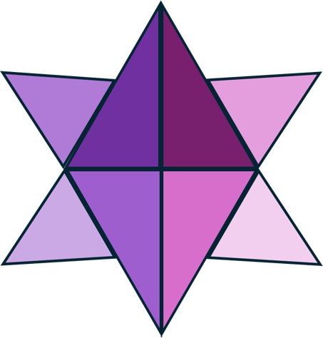 A symmetrical purple star made of 8 triangles