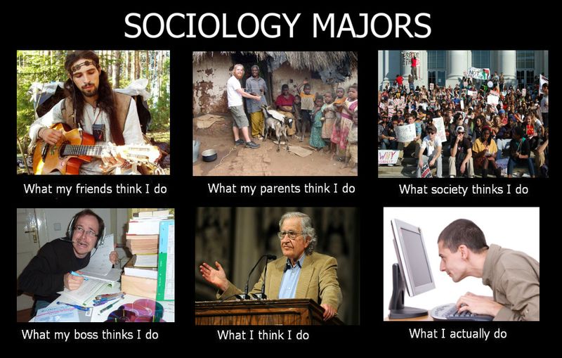 What I think I do meme for sociology majors. What I actually do is work at a computer.