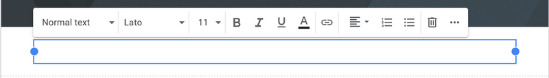 Text selection options on Google Sites.