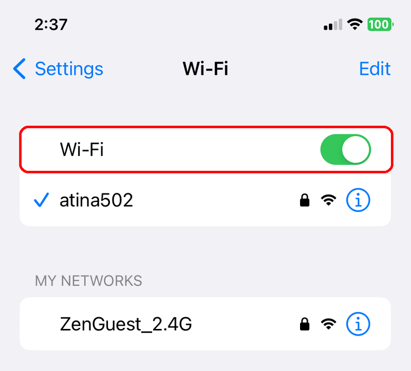 Settings > Wi-Fi menu.