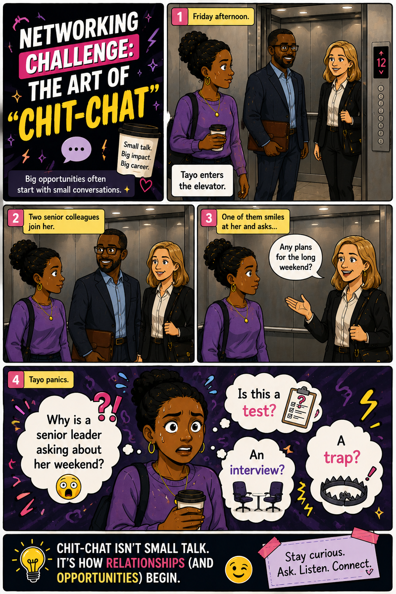 Tayo is confused by a conversation with a senior leader (audio description below).
