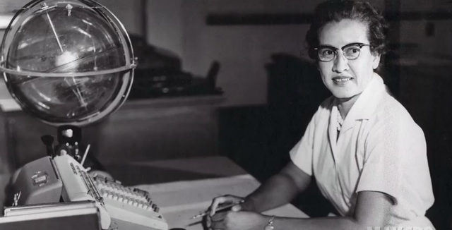 Katherine Johnson at her desk.