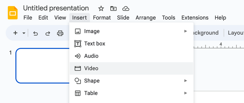 A screenshot of Google Slides toolbar with 