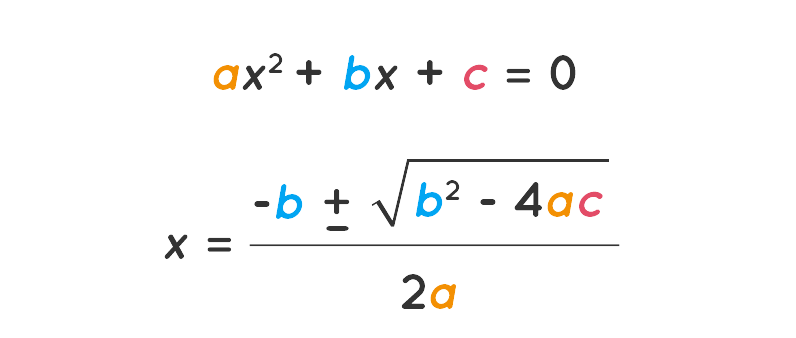 the quadratic formula: b plus minus the square root of b squared minus 4ac, all divided by 2a. 