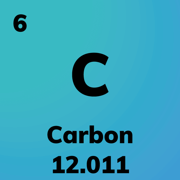 Carbon square: atomic number 6, atomic symbol C, atomic weight 12.011