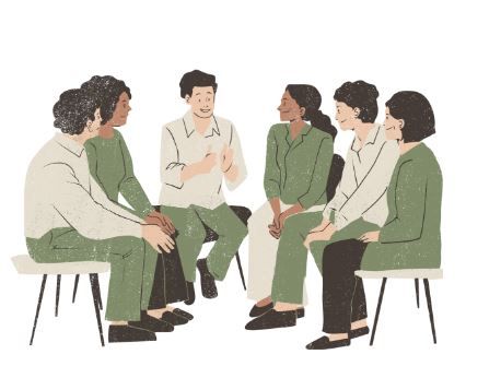 People in a meeting sitting in a semi circle
