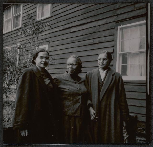 Rosa Parks with Ms. Leona E. McCauley, mother of Mrs. Parks, and Mrs. Septima P. Clark