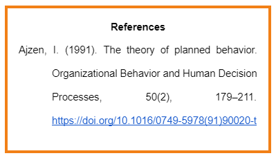 Example of a reference at the end of a paper: author name, year in brackets, title, and link