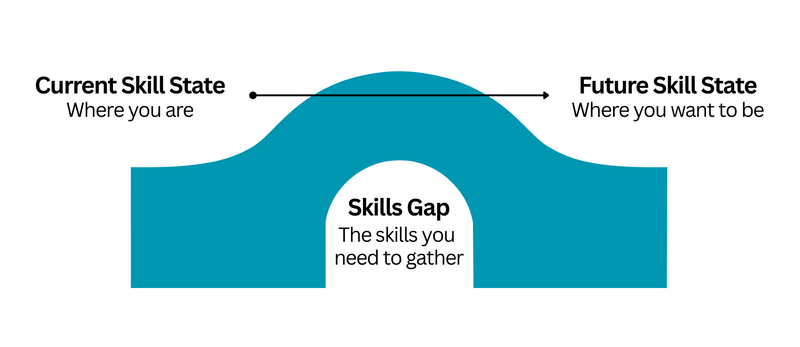 A graphic of a "skill bridge." It bridges current skills with future skills. 