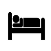 Canvas stick person in bed icon