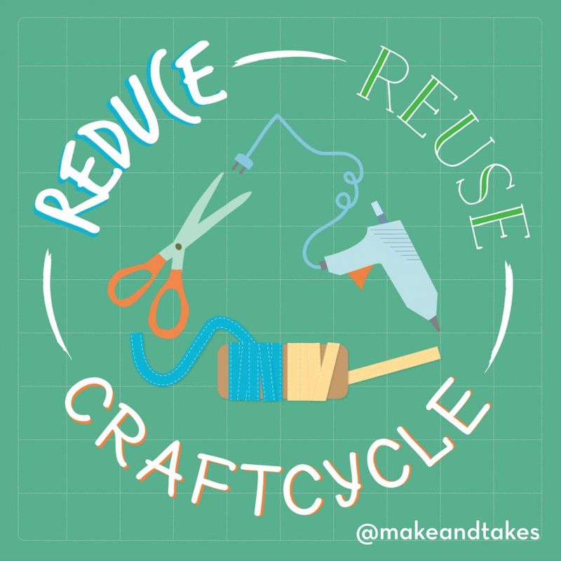 Reduce, Reuse, Craftcycle; scissors, glue gun, spool of thread or yarn