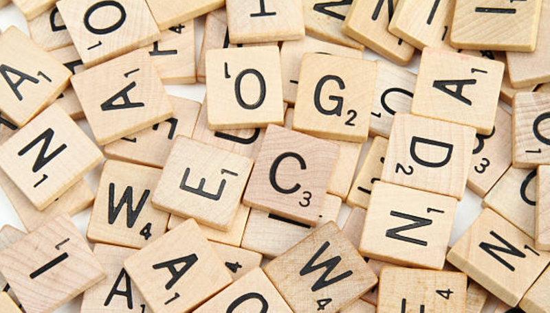 A pile of Scrabble tiles.
