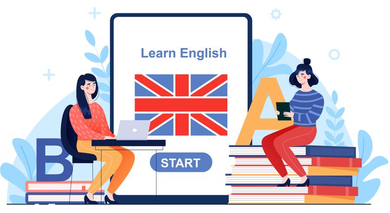 Two women engaged in learning English online