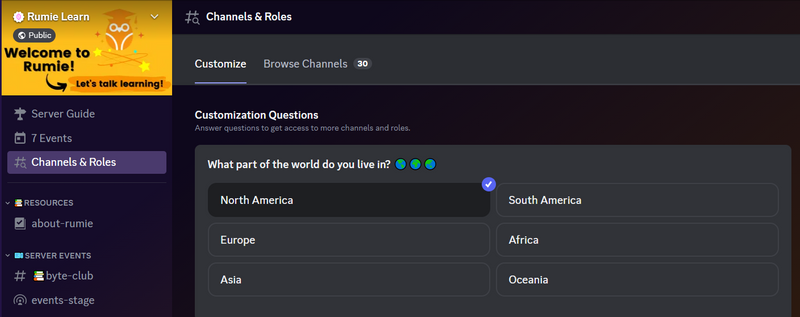 Selecting server roles in Discord