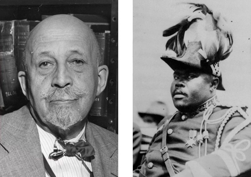 Photos of WEB DuBois and Marcus Garvey.