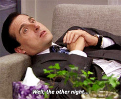 Man in a suit laying on a couch is saying 'Well, the other night...'
