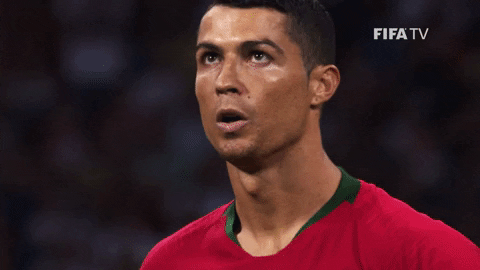 Christiano Ronaldo breathes deeply as he prepares for a penalty kick at The World Cup.