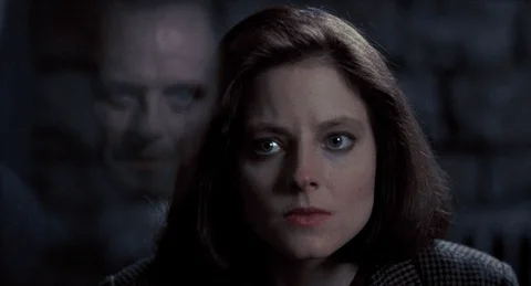 Jodie Foster and Anthony Hopkins in Silence of The Lambs.