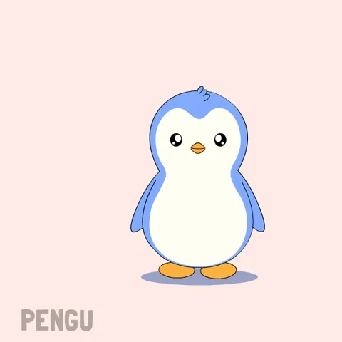 A cartoon penguin leaning in with their ear to hear.
