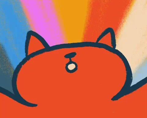 A cat feeling strong and flying to the sky.