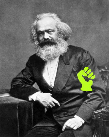 Karl Marx wearing sunglasses.