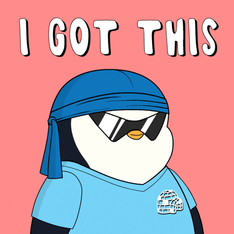 An animated penguin wearing sunglasses and crossing his arms. The text reads: 