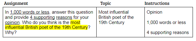 An assignment question, with the text 