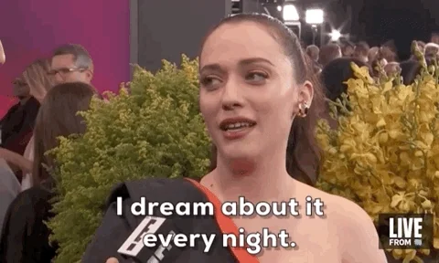 Kat Dennings at an awards ceremony. She says, 