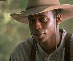 Young man with cowboy hat GIF,  looking up, then saying, 'I can fix that.'