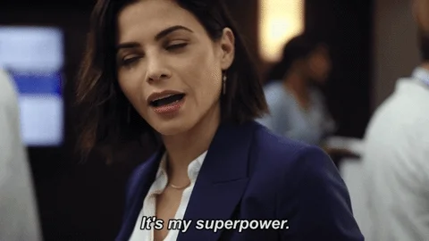 A woman saying, 'It's my superpower.'