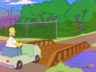 Homer Simpson setting a bridge on fire