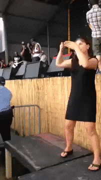 Woman performing using sign language