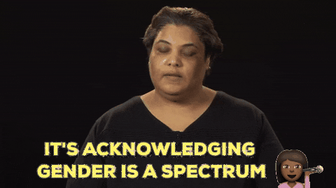 Roxane Gay saying, 'It's acknowledging gender is a spectrum.' 