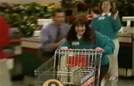 Lady racing with shopping cart