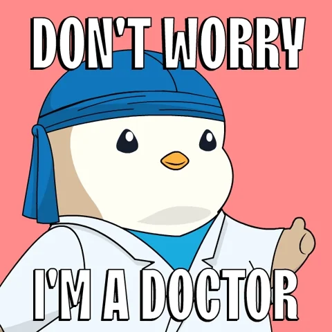A bird in a blue bandana and white coat gives a thumbs up. The text reads: 