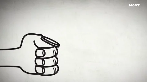 An animated hand flips a coin into a piggy bank.