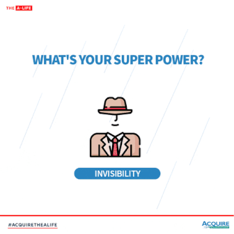The text 'What's your super power' written above. Icons flash which match the superpowers wiritten in the text below.