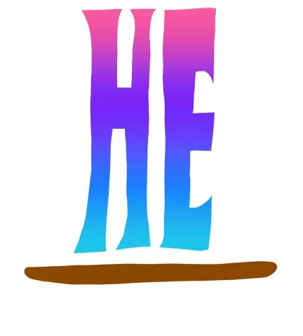 'She', 'He' and 'They' pronouns in rainbow colors.